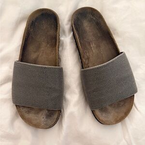 Brunello Cucinelli Monili Pool Slides  Sparkle Strap